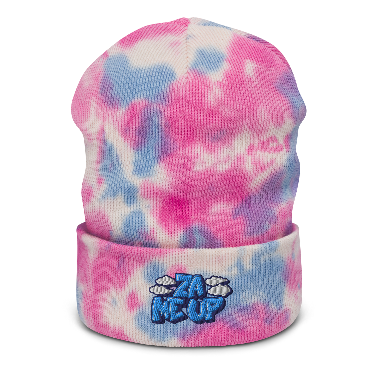 ZaMeUp!  Embroidered Cuffed Tie-dye beanie